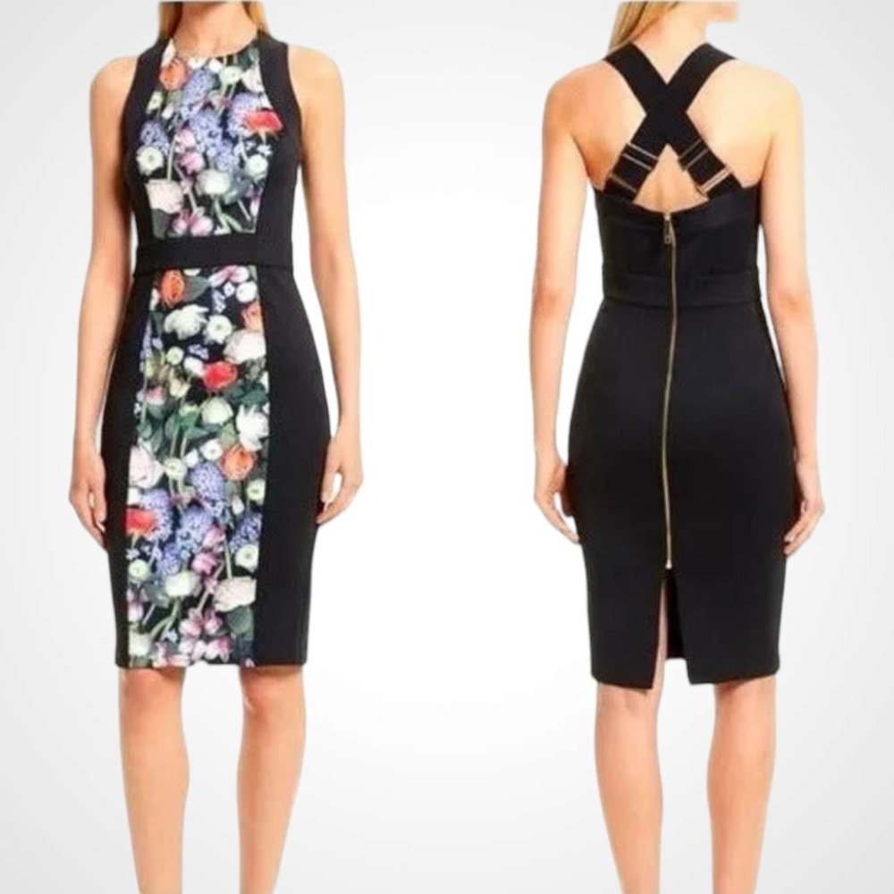 New! TED BAKER NEW Akva Kensington Buckle floral bodycon dress Size 4